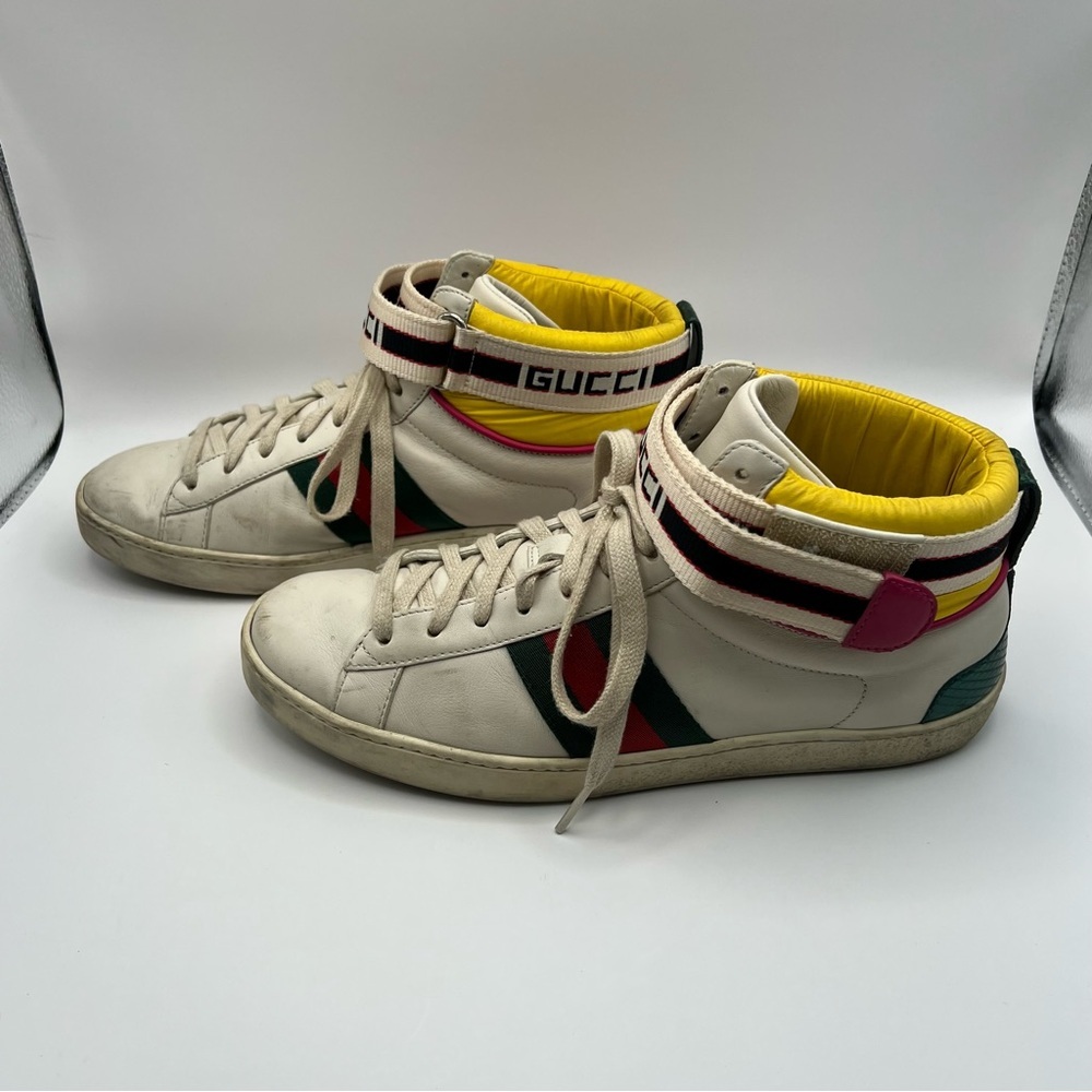 Gucci Signature Web Stripe Ace High Top Sneakers - Picture 6 of 9